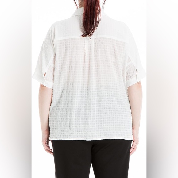 🤍MAX STUDIO Women's Seersucker Short Sleeve Shirt - Picture 9 of 13
